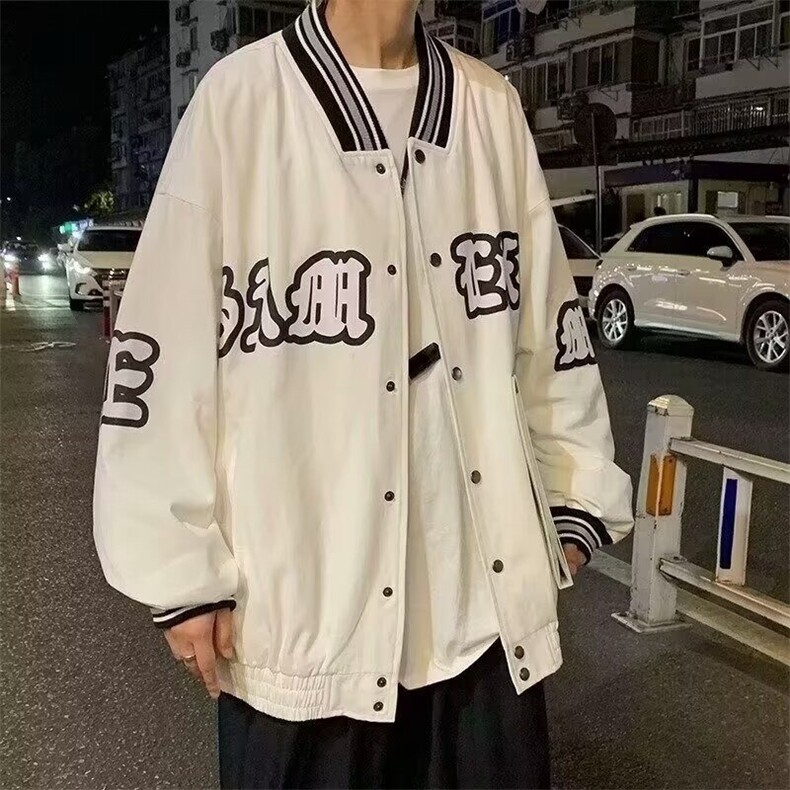 痞帅字母外套运动棒球服男女潮牌ins设计感韩版炸街 JK411图片