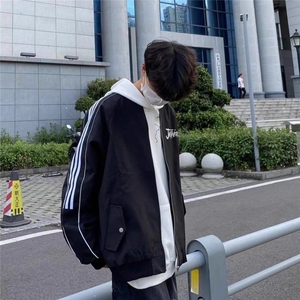 美式潮手臂反光条棒球服夹克男女春秋季宽松高街休闲百搭外套潮图片