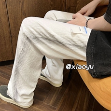 XZ616新款夏季宽松百搭冰丝贴标休闲裤TY371P55控68，男装休闲裤，星座512A（原616）