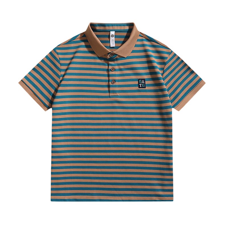 白底图高级感轻奢夏季短袖T恤翻领条纹大码Polo衫半袖T0253-P55，男装T恤，电商D342-2