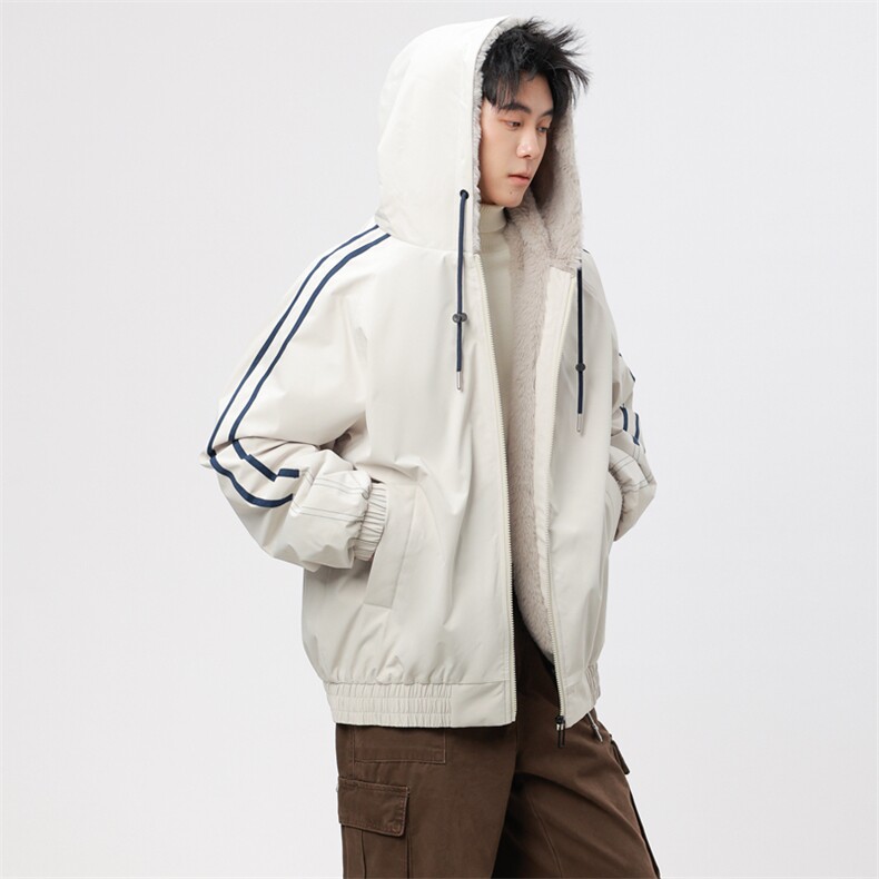 自家图有视频加绒毛领棉衣冬季新款座山雕连帽派克棉服M2556p88,男装棉衣,电商D315