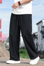 风亚麻透气休闲裤男士2025夏季新款休闲百搭直筒裤，男装休闲裤，电商A008