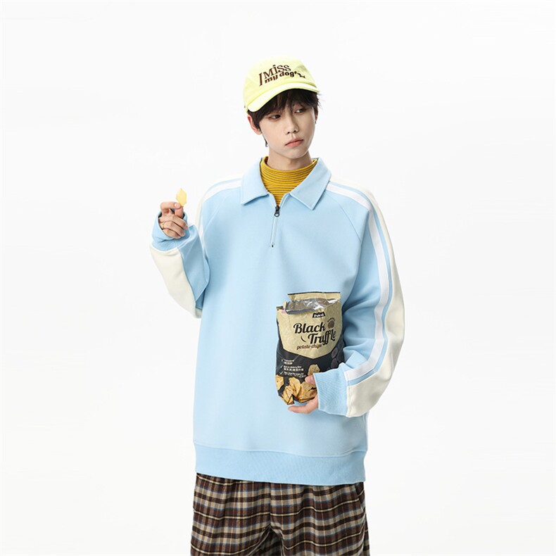 311B-1-9116-P37控69大码时尚高街套头卫衣拼接宽松休闲百搭,男装卫衣,星座311B-1