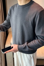 秋冬新款经典款圆领波罗纹毛衣打底衫针织衫W6001-P50，男装针织衫/毛衣，星座1012-1