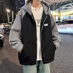 开衫卫衣男韩版潮流拼色连帽高街2024秋冬季新款W112-P55图片