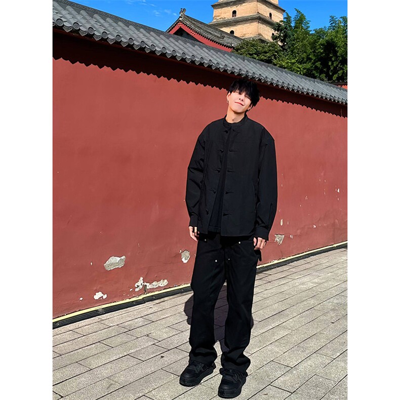主推网红风春秋新款复古盘口长袖衬衫中式唐装CS16-P55,男装衬衫,星座217-5