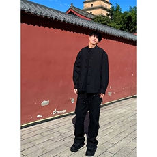 主推网红风春秋新款复古盘口长袖衬衫中式唐装CS16-P55，男装衬衫，星座217-5