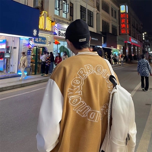 潮流夹克潮男春季棒球领毛巾刺绣夹克M03P60图片