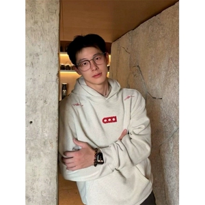 CX216-P49 美式覆古高街刺绣连帽卫衣男秋季新款oversize高级感图片