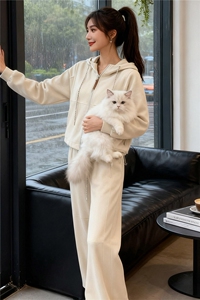 设计高级感休闲运动套装女春季新款气质减龄连帽卫衣阔腿裤两件套图片