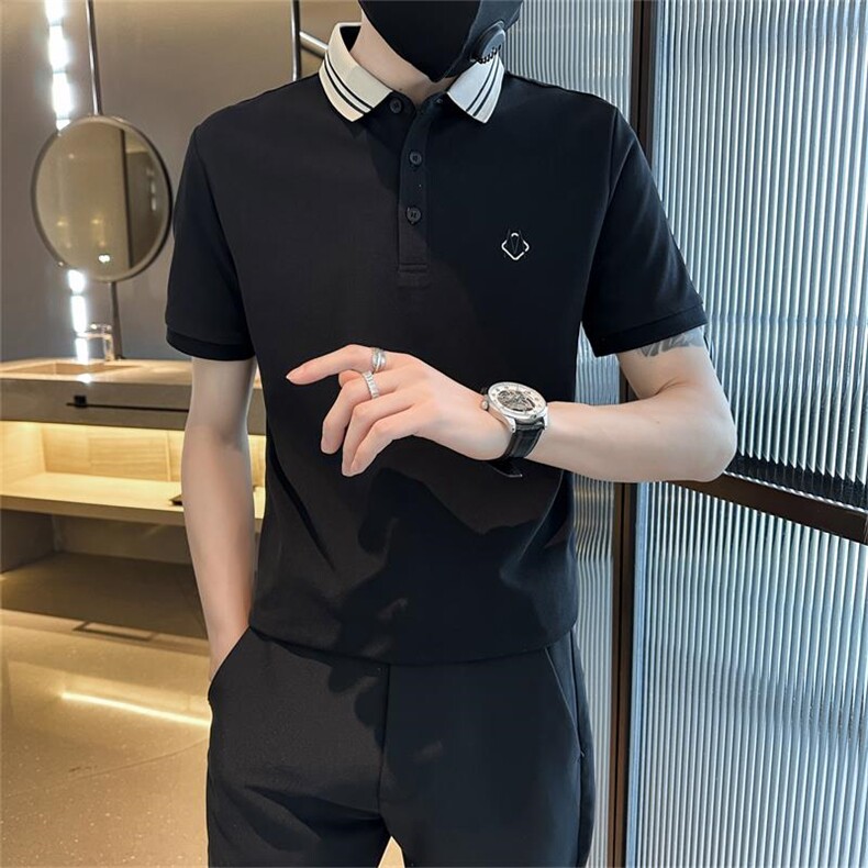 主推款现货大码夏季短袖T恤翻领刺绣Polo衫高级感半袖T0233-P48,男装T恤,电商D342