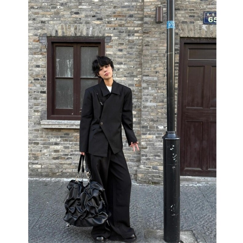 现货自制TWOWUS不对称高级感翻领小西装新中式休闲西服,男装西服,星座910A