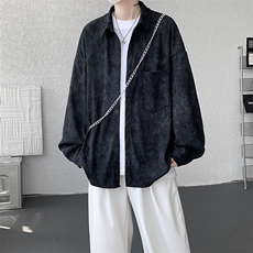 衬衫男秋季新款港风宽松大码扎染肌理感长袖衬衣CS7012-P38，男装衬衫，星座214-3