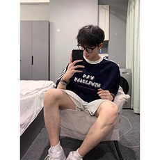 夏季美式高街重磅纯棉三条杠织带撞色男女短袖T恤ZD368-特P30，男装T恤，电商A486