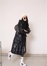 戴帽系带冬款羽绒服，女装羽绒服，谦度