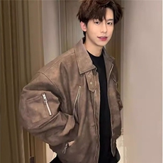 现货DW703-批68痞帅风皮衣男款潮流帅气夹克外套，男装夹克，星座603-2