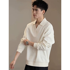 抖音网图原版面料秋季肌理感polo衫卫衣男外套W15P78，男装Polo衫，电商B276A