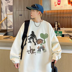 已注册港风得物抖音直播高品质宽松重磅菠萝格圆领男卫衣W2034P40，男装卫衣，电商C408(原B339-1)