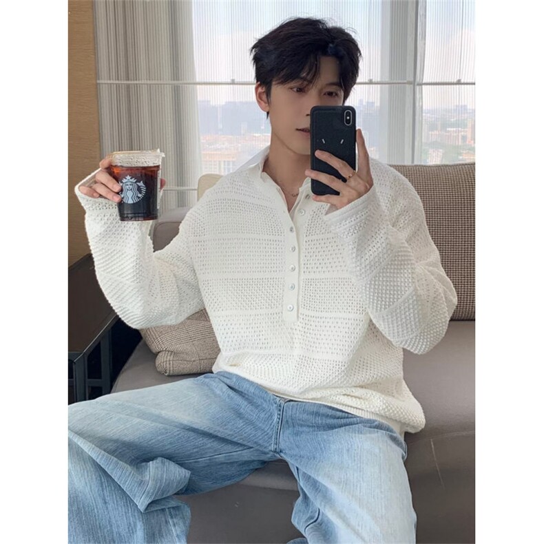 简约原宿流行潮流新款原版镂空针织衫时尚ins气质文艺MYA340，男装针织衫/毛衣，星座516A