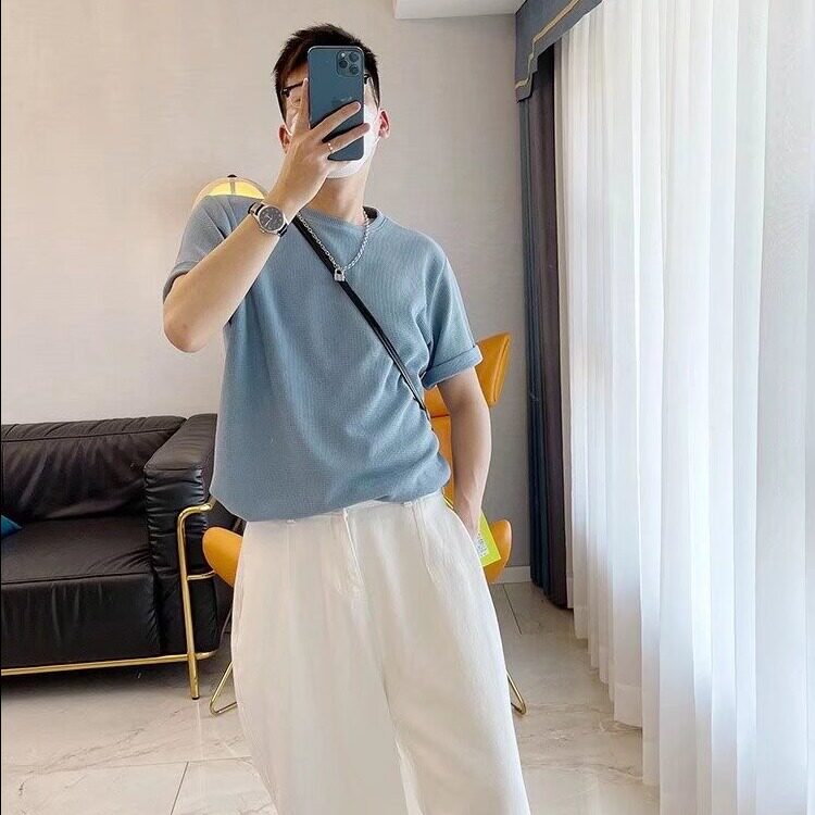 纯棉男士短袖t恤夏季衣服男装纯色全棉体恤纯白t透气打底衫圆领,男装T恤,星座1210-1