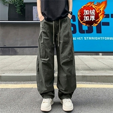 秋冬季新款工装裤复古做旧设计感阔腿直筒休闲裤男装7912P60，男装工装外套，星座410-2