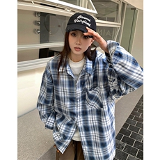 港风衬衫长袖耐磨格子衬衫休闲百搭MD-H527-特批40控79，男装衬衫，星座717
