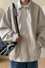 抖音直播！pu皮衣机车服宽松夹克男CP40-特p65控价：118，男装夹克，电商B371