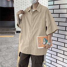 夏季衬衫潮流男工装五分袖潮牌百搭简约宽松休闲衬衣CS070-P35，男装衬衫，星座308B-2