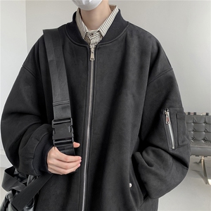特P68控118 春秋款美式复古麂皮绒飞行棒球服男女夹克外套JF01图片