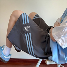 抖音品质夏季新款美式条纹宽松冰丝五分裤B315-K25790-特p30控58，男装休闲裤，电商B315