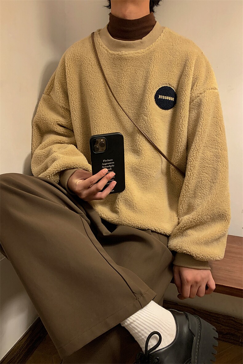 WY1704-P65刺绣冬季羊羔毛圆领卫衣男士大码保暖加厚外套控88,男装棉衣,电商B280-1（原A049）