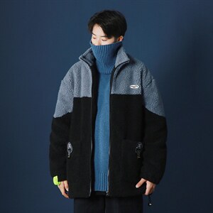 拼色羊羔毛棉服外套男潮流宽松棉衣男冬季加厚保暖男装MY208-p80,男装棉衣,星座1008-2