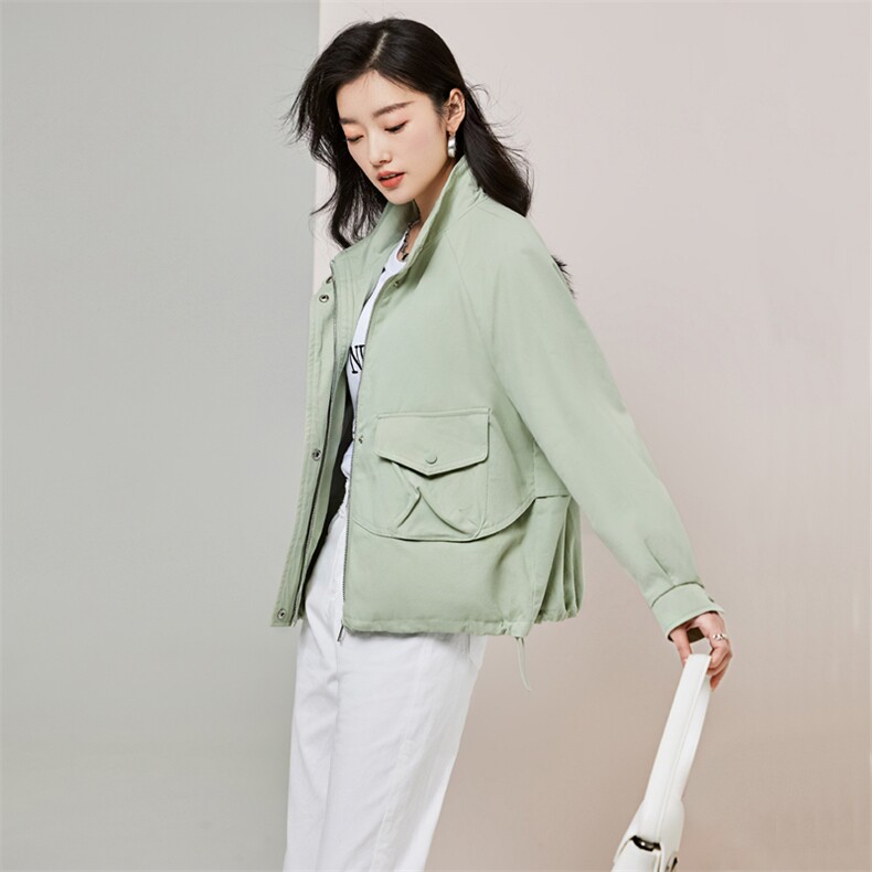 ZYRODIA春季新款短款工装风衣外套夹克宽松减龄韩系chic百搭上衣,女装短外套,辉之琳