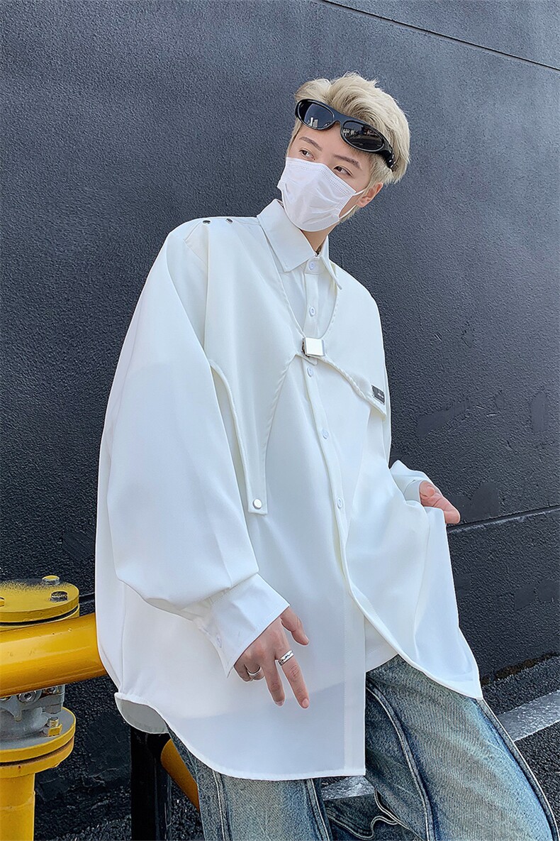 男装衬衫24春季潮牌男士叠穿宽松垂感长袖衬衣XZ514-2-202415-P78,男装衬衫,星座514-2(原B239)