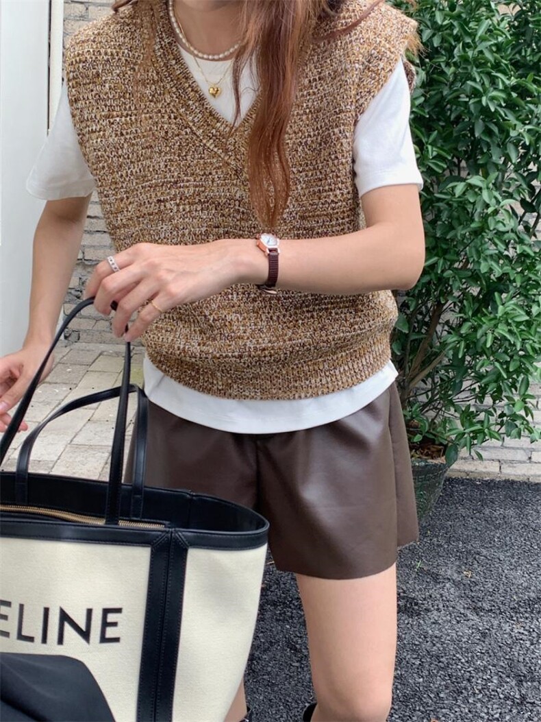 WM0007V领杂色毛织背心，女装背心吊带，BD