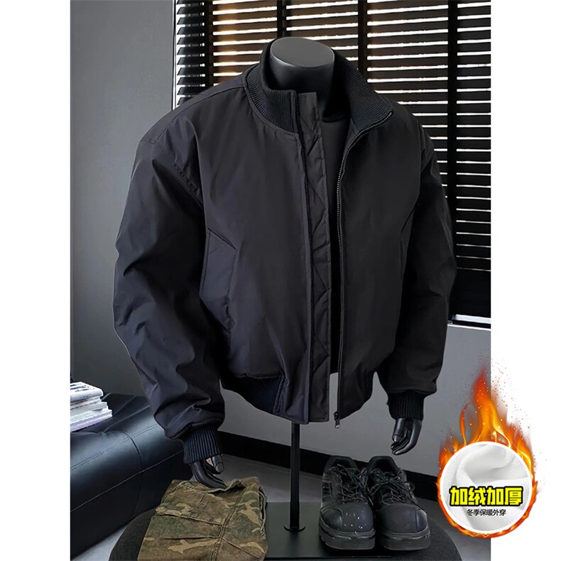 现货冬季美拉德立领飞行夹克廓形高街棒球服加棉加厚棉衣外套，男装夹克，电商A486-1