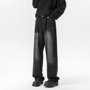 8XL-M高街做旧闪电纹牛仔裤大码潮牌美式复古扎染裤子NZ9006/P65图片