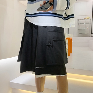 假两件运动短裤男韩版潮流宽松ins高街沙滩休闲五分裤 K410-P30图片
