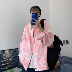 扎染牛仔衣男春秋外套法式情侣宽松小众ins潮牌欧美高街韩风chic，男装工装外套，星座1210-1