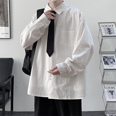 痞帅领带长袖衬衫男士大码dk制服男jk衬衣男LC42099-P45，男装衬衫，电商A040