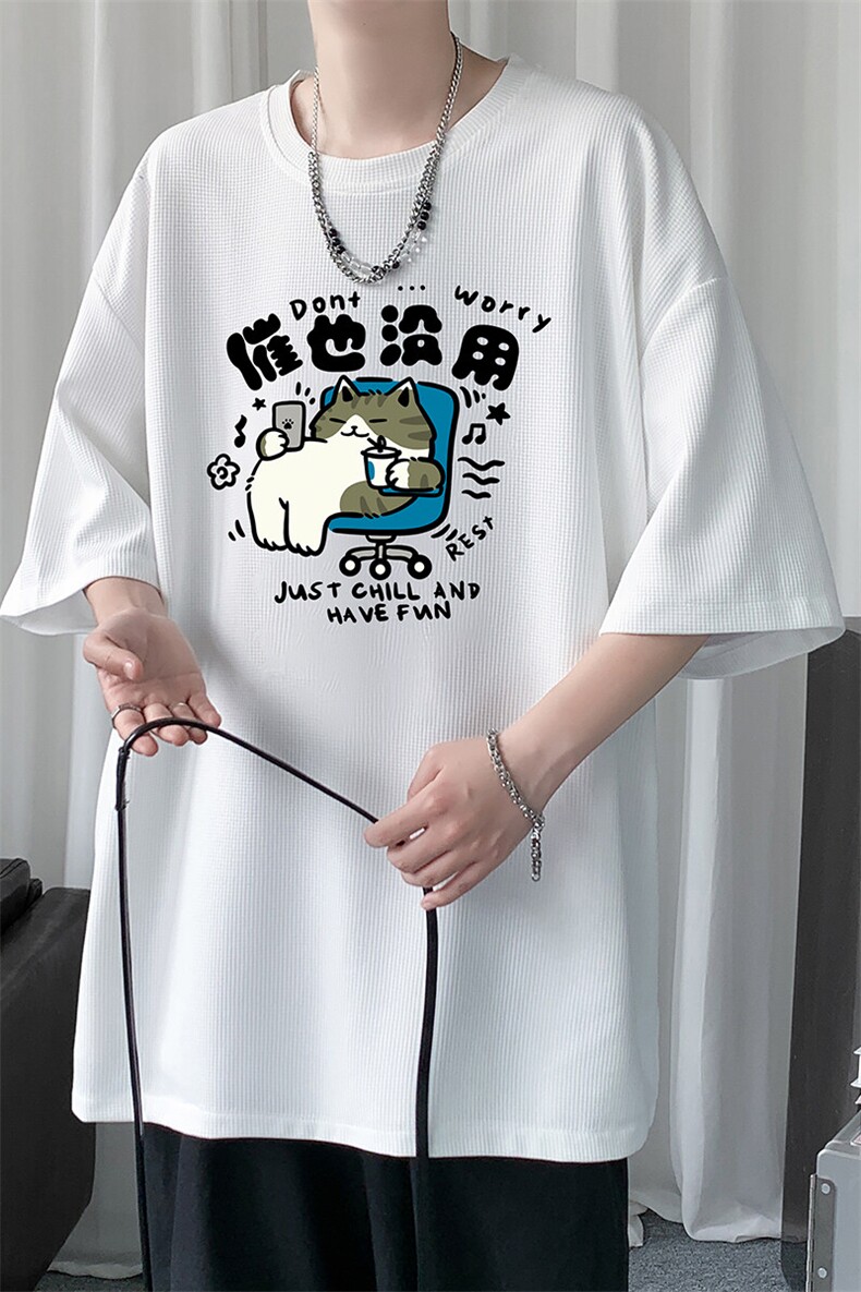 华夫格t恤男短袖男大码五分袖大皂风HT73403-P22,男装T恤,电商A040