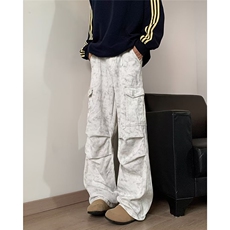 工装休闲裤男女韩版潮流大口袋高街帅褶皱2024冬季长裤K5930-P51，男装休闲裤，星座412-3