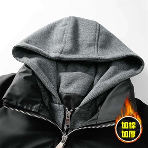 现货高品质重磅工艺美式高街假两件PU皮棉衣男女加厚棉服外套图片