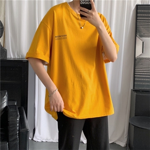 夏季情侣反光字母印花短袖港风百搭T恤纯棉上衣男/D325 T28 P25图片