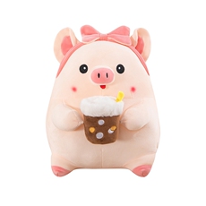 乐绒网供 可爱奶茶猪公仔