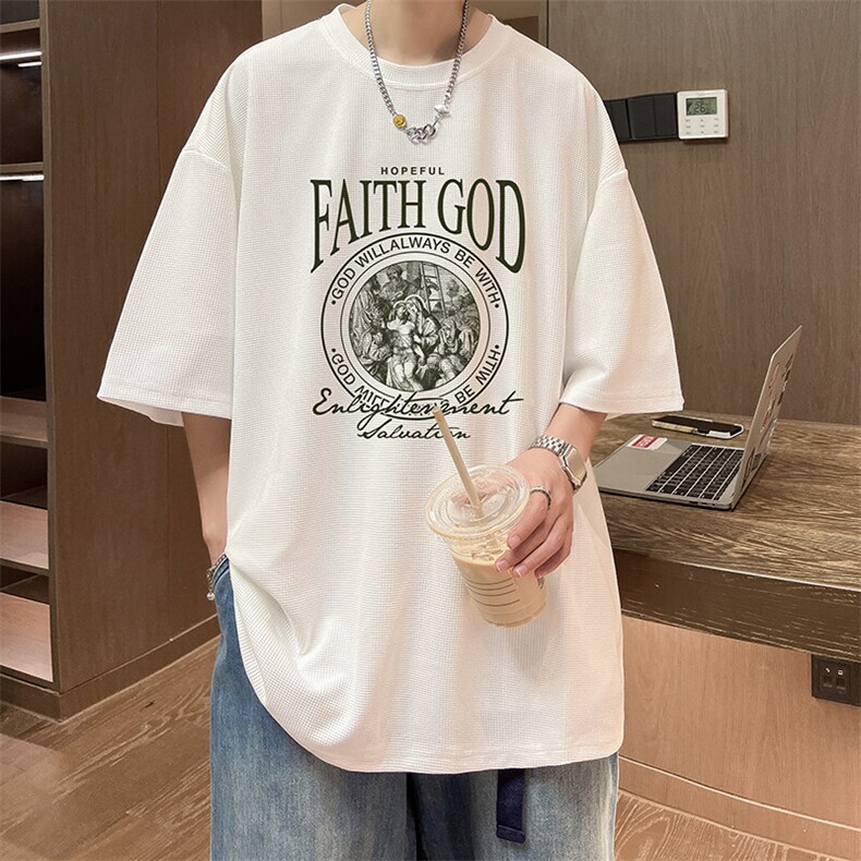 华夫格t恤男短袖男大码五分袖大皂风HT73388-P22,男装T恤,电商A040