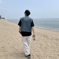 Wt8923-P58美式复古潮流短款牛仔无袖夹克，男装夹克，星座1501-1