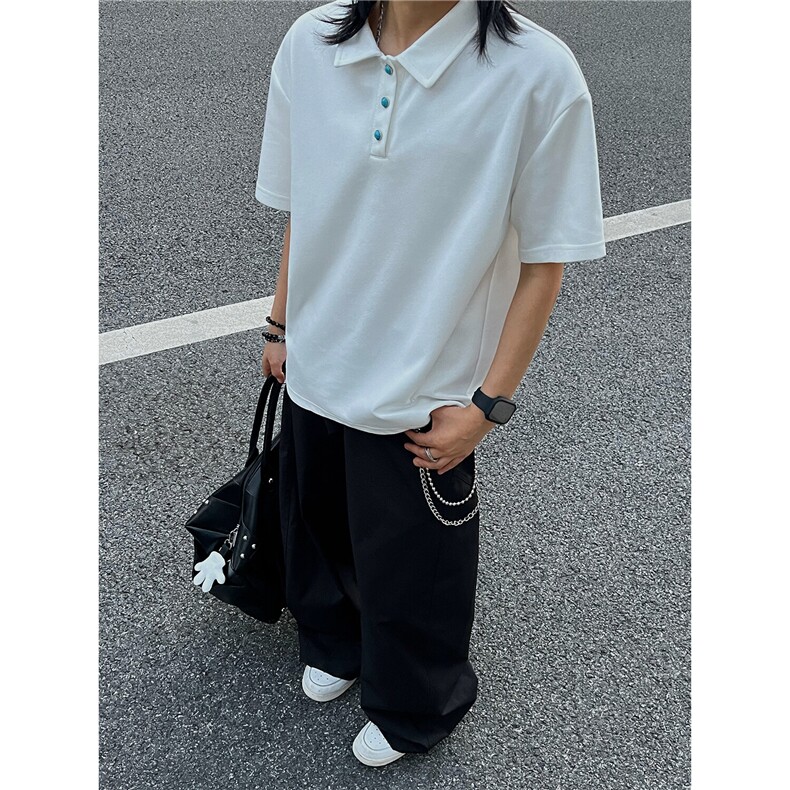 夏装新款绿松石扣子翻领重磅短袖T恤夏季男装半袖POLO衫S426特28图片