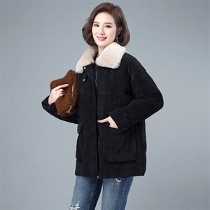 羽绒棉服女中长款2021年新款韩版宽松大码棉衣中年妈妈大毛领加厚图片