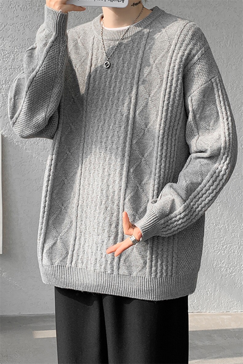 8XL-M圆领毛衣男秋冬季宽松慵懒套头麻花针织衫毛线衣MY19005P68,男装针织衫/毛衣,电商B312